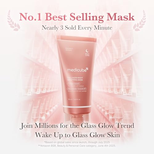 medicube Korean Overnight Glow Mask Trio: PDRN Caffeine & Collagen & Kojic Acid Turmeric 2.0 Overnight Wrapping Peel Off Facial Mask and Jelly Brush
