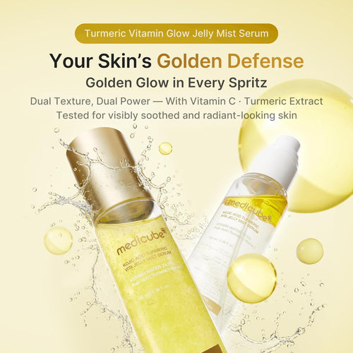 medicube Jelly Mist Serum with Kojic Acid Turmeric | 2-in-1 Daily Facial Spray and Serum | Vitamin C, Turmeric, Panthenol for Hydrating, Calming Care | Lightweight, Refreshing Mist | 2.02 fl.oz